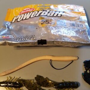 Open bag of Berkley power bait chigger craws. Comes as seen
